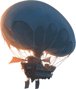 illustrazione colorata dell'esplorandiero, un mezzo volante
