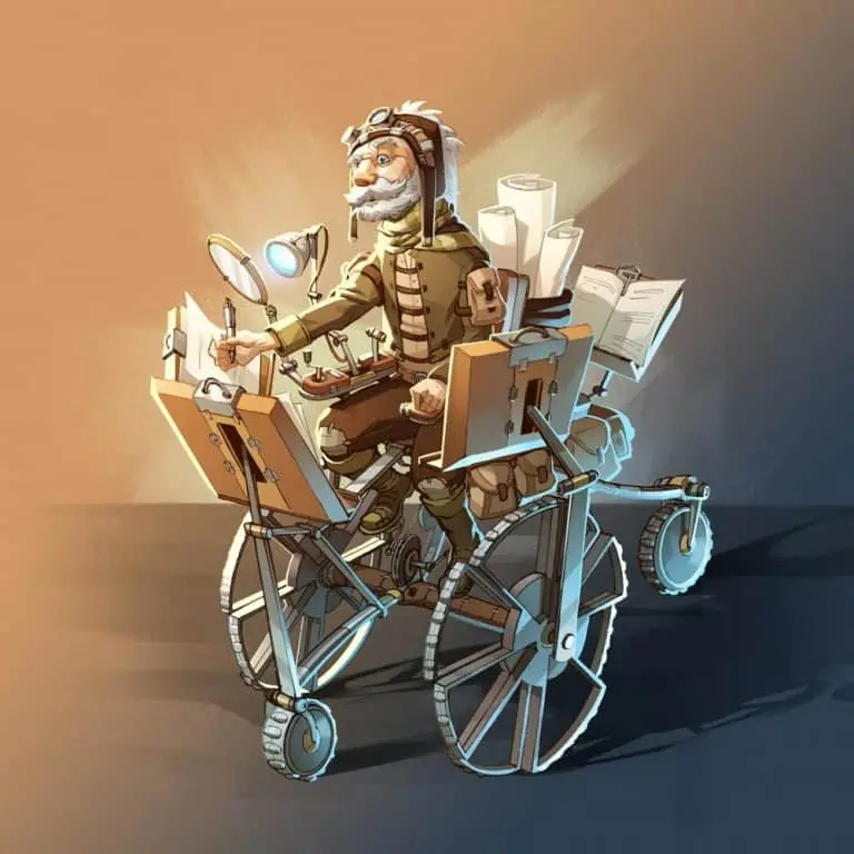colorful illustration of Eldur in the mobile chair