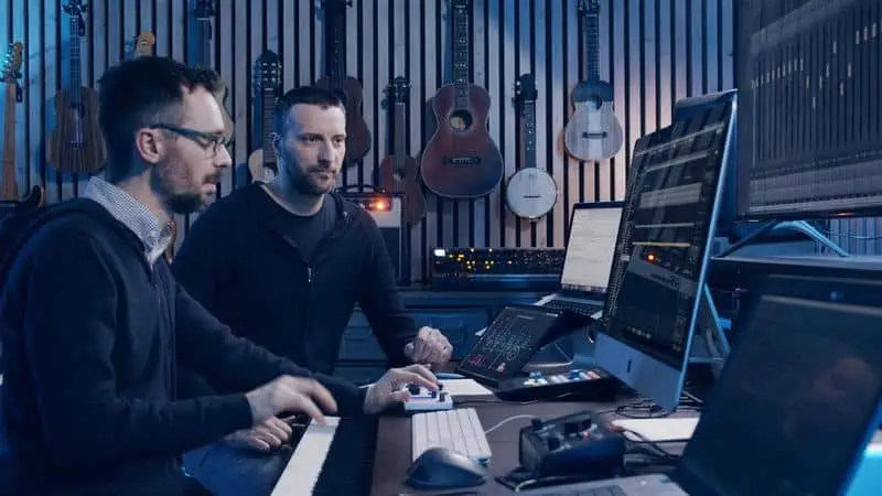 alessandro and daniele working on a Soeliok soundtrack