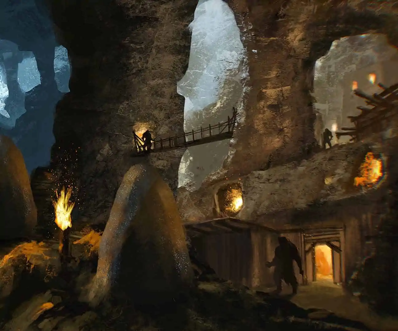 illustrazione dell'interno di una caverna degli orkran