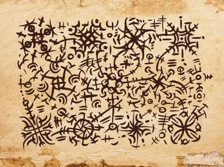 parchment exhibit showing the written language of the orkran